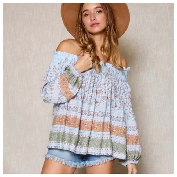 #18 Pauline Boho Smocked Off The Shoulder Top - Picture 3 of 7